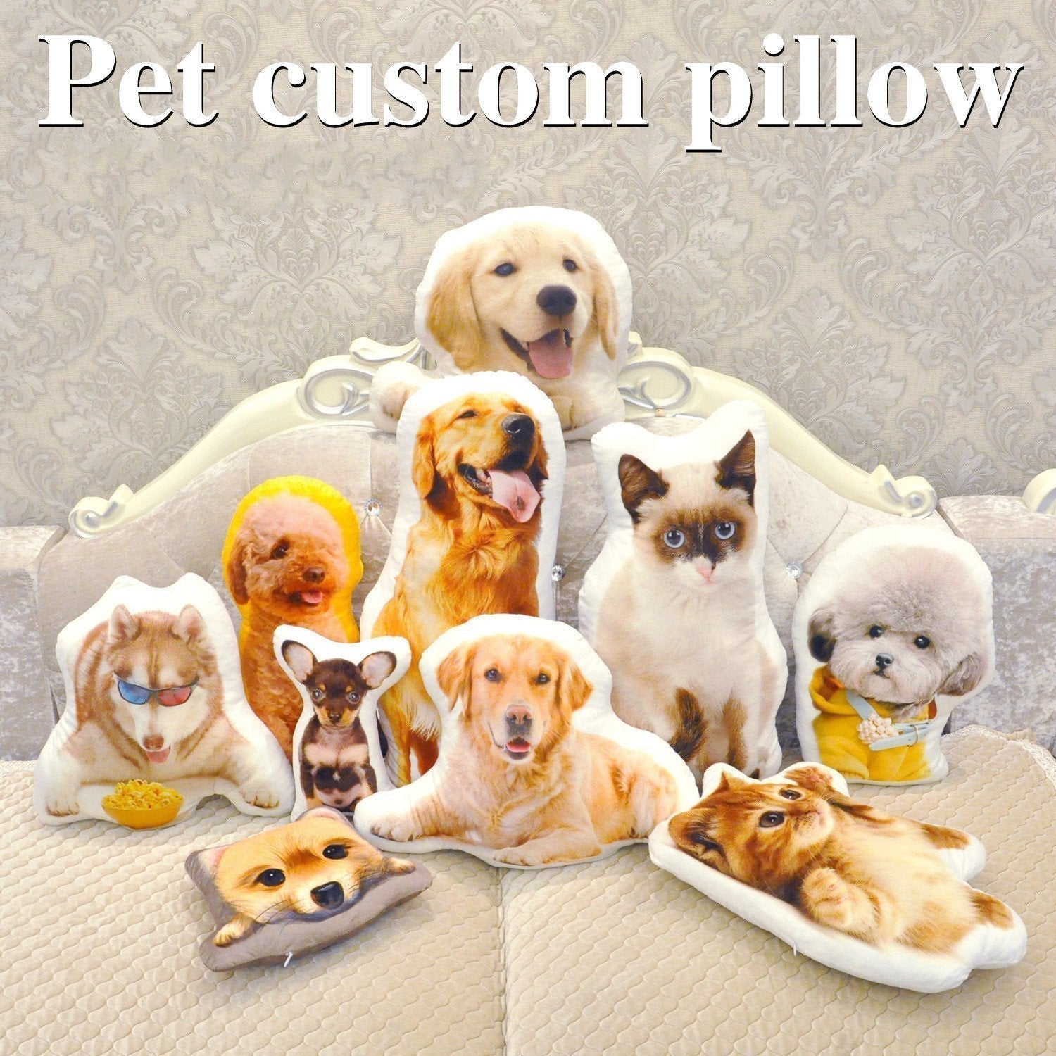 Custom Pet Face Pillow, 3D Portrait Pillow